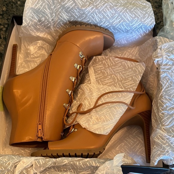 INC International Concepts Women's Tan Lace-Up peep toe Heeled Boots NWT 11 - Picture 14 of 14